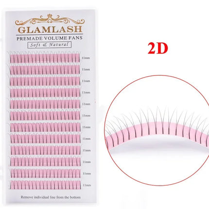 GLAMLASH 2D 3D 4D 5D 6D Long Stem False Lashes Premade Russian Volume Fans Faux Mink Premade Eyelash Extensions Makeup Cilios