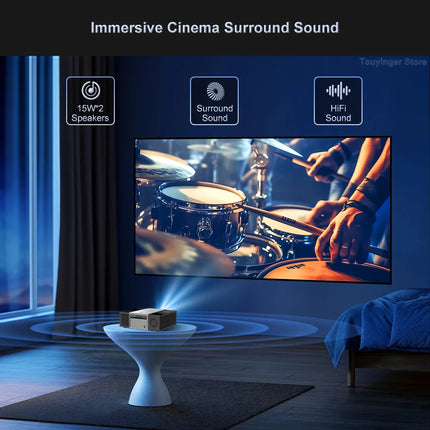 Touyinger Q11W Ultra Fully Enclosed Full HD 4K Video WiFi Android High Sound Low Power Consumption Home Theater Projector