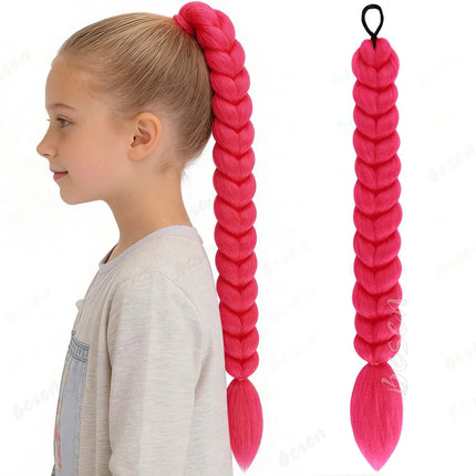 Synthetic Purple|Black|Brown|Pink Braids Ponytail Hair Extensions Long Ponytail for Kids Girls Halloween Cosplay Daily,Rumi Hair