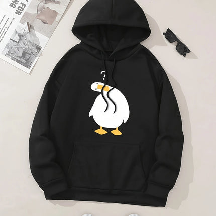 Cute Crooked Duck Printed Hoodie Hoodie Women's Autumn Winter Top Round Neck Long Sleeve Female Fashion Causal Clothing