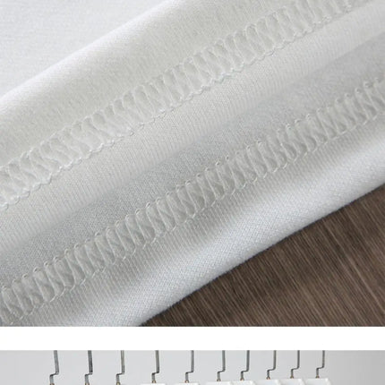 Black White GSM 500g Heavy-duty Pure Cotton T-shirt, Thickened Threaded Round Neck Short Sleeves, Three-Needle Half Sleeve Tees