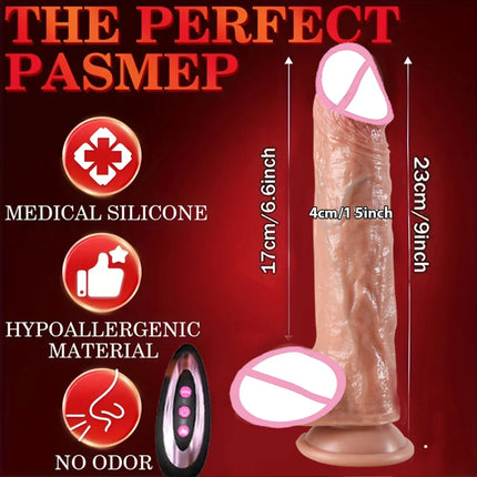 Dildo Realistic Thrusting Vibrating Dildo With Licking And Telescopic Function Ultimate G-Spot And Anal Stimulation Sex Toys 18+
