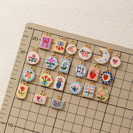 Popular DIY Color Accessories Pendant for Women's 12th Birthday Love Flower charms jewelry making