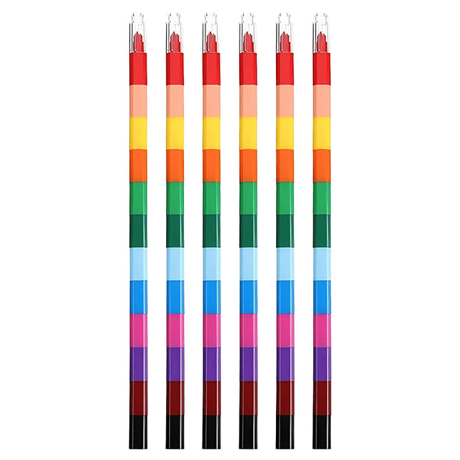 Rainbow Crayon 12-Color Stackable Crayons Painting Stationery Fun Building Blocks Crayon Birthday Festival Gift for Boy Girl ZYF