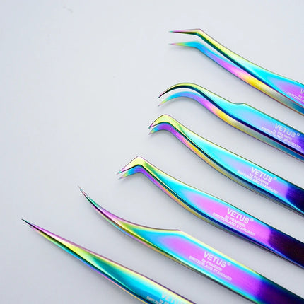 1PC Stainless Steel Lash Tweezers With Fiber Tips High Precision Tweezer Professional for Volume Fans Eyelash Extension