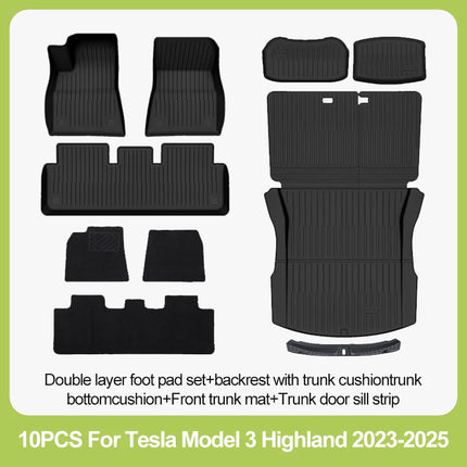 BYTON Floor Mats Compatible Custom Fit Floor Liners for 2023-2026 Tesla Model 3 Highland All Weather Protection car mats