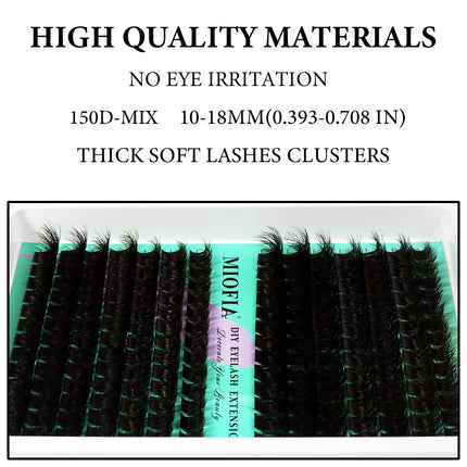 MIOFIA Wispy Thick Lashes Cluster 50D 80D 100D 150D Natural Fluffy False Eyelash Extension Cat Eye Lashes Mixed Tray Makeup