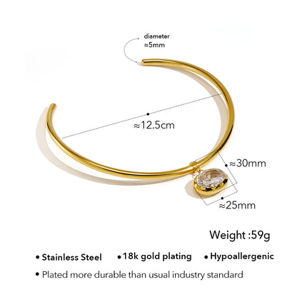 ENFASHION Para Mujer Oval Crystal Pendant Collar For Women's Stainless steel 18K Plated Gold High Street Fashion Jewelry P253622