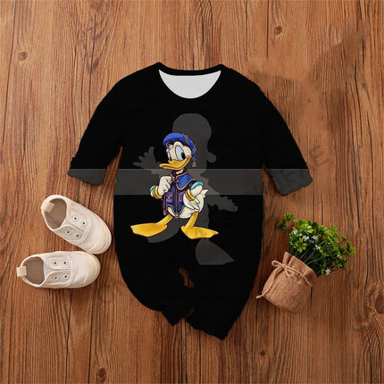 Donald Duck Baby Romper 0-4 Years Spring Autumn Boy Girl Babies Jumpsuit 2026 New Cartoon Anime Newborn Climbing Clothes