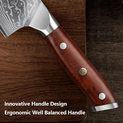 1PCS or 3PCS Kitchen Knife Sets Japanese Forged Damascus Steel Chef Santoku Knives Stainless Steel Rosewood Handle
