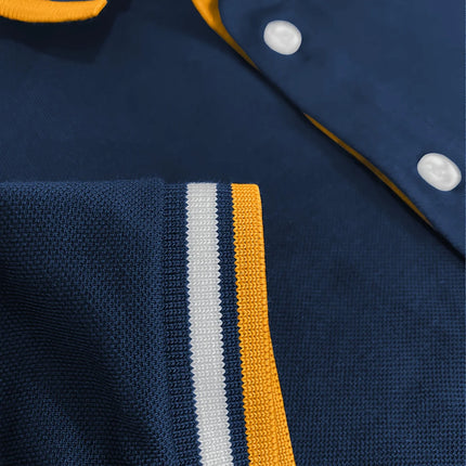 Men's Summer Short-sleeved Polo Shirt with A Collar and Contrasting Color Stripes - Fashionable and Casual Attire
