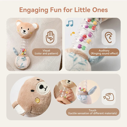 Baby Rattles Shaker Crinkle Squeaky Sensory Soothing Toy Baby Crib Soft Stuffed Animal Rattle Hand Grip Baby Toys Toddler Gifts