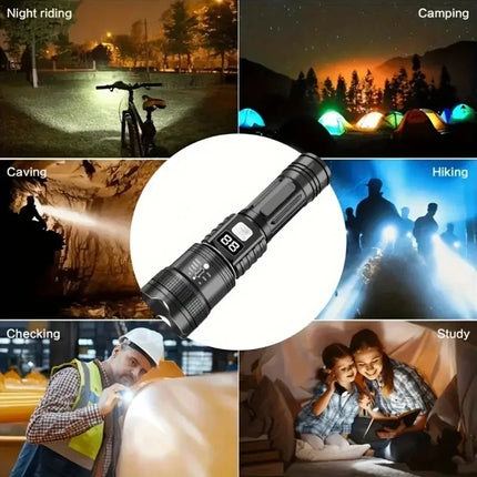 Super Bright LED Flashlight Type-C Rechargeable Led Torch Long Range Tactical Lamp Outdoor Waterproof Camping Fishing Lantern