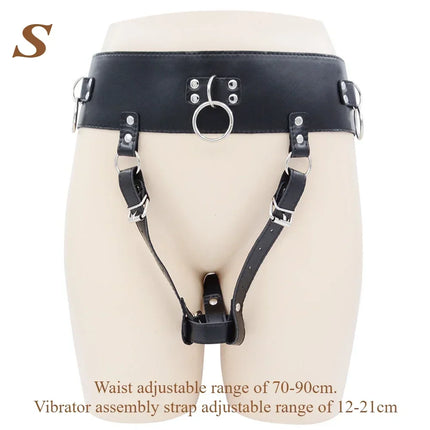 BDSM Leather AV Wand Vibrator Holder Harness Woman,Forced Orgasm Sex Suit Lingerie,Bondage Restraints,Chastity Belt,Adult Games