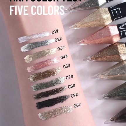Waterproof Diamonds Eyeliner Eyeshadow Glitter Silver Rose Gold Color Shiny Sequins Eyeliner Eye Shadow Makeup Beauty Cosmetics