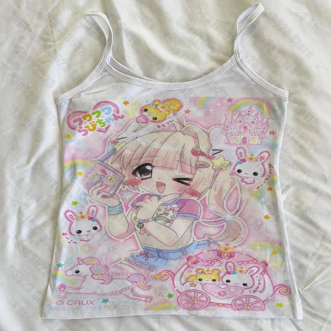 Summer Y2K Kawaii Girls Print Punk Slim fit Casual Baby Tank Aesthetic Emo Girls Print Tank Tops Gothic Y2k Printing Women Vest