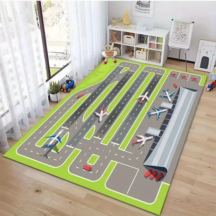 Living Room Carpet Abstract Airport Runway Patterns Carpets Machine-washable Floor Mat Anti-slip Soft Study and Bedroom Rug
