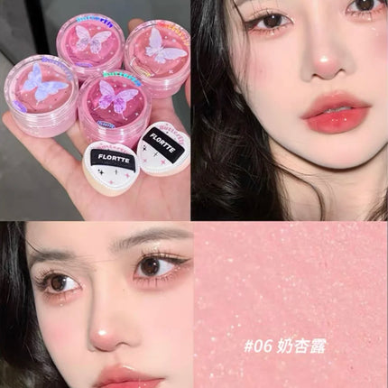 Flortte Air Powder Blush Cream Highlight Natural Nude Repair Brightening Face Thin Glitter Pure Desire Makeup With Puff