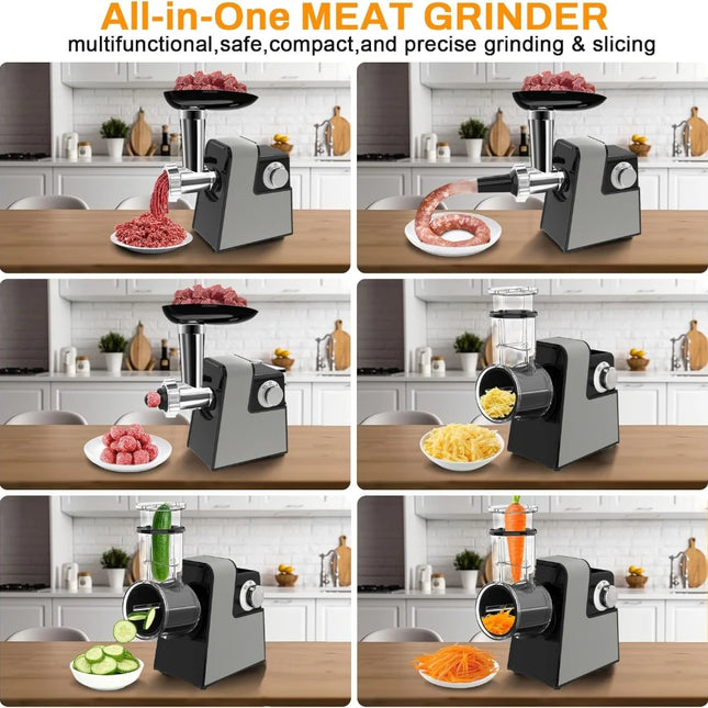 S6B 8 IN 1 Commercial Food Processor Meat Grinder Sausage Stuffer Meatball Maker Vegetable Slicer Shredder and Chop for Kitchen