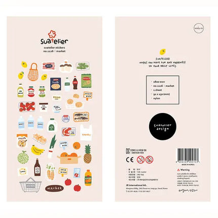 Suatelier Foods Stickers Aesthetic Scrapbooking Cute Junk Journal Ephemera Korean Deco Sticker Planner Diary DIY Craft Supplies