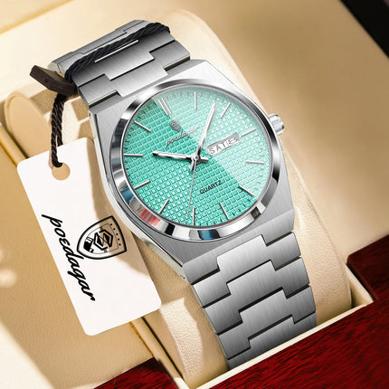 POEDAGAR Luxury Fashion Men's Watch Waterproof Stainless Steel Quartz Men Wristwatch Luminous Date Week Business Watches For Men