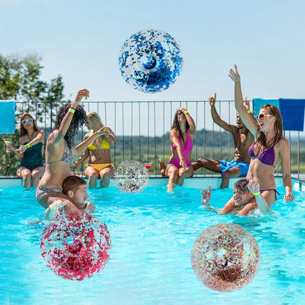 1Pc Inflatable Glitter Beach Ball 15.74 Inch Water Beach Ball Suitable For Beach Pool Party Games