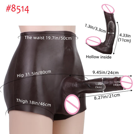 FAAK Wearable Black Penis Sleeve Silicone Panties Strap On Dildo Harness Hollow Dildo Realistic Cock Enlarger Sex Toys For men