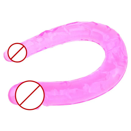 1PC Pink U-Shaped Soft Jelly Double Dildo Vibrating Vibrator for Couples Women Lesbian Gay Masturbator Anal Plug Sexual Toy