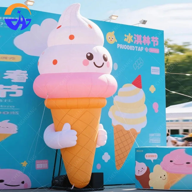 Custom Giant Inflatable Ice Cream Model Cartoon Dessert for Summer Outdoor Store Mall Advertising Decoration