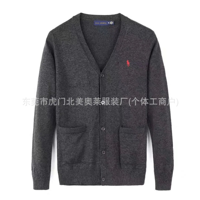 Winter New Style RL Horse Logo Men's Knitted Sweater Button Cardigan Business Casual Cotton Sweater Breathable Machine Washab...