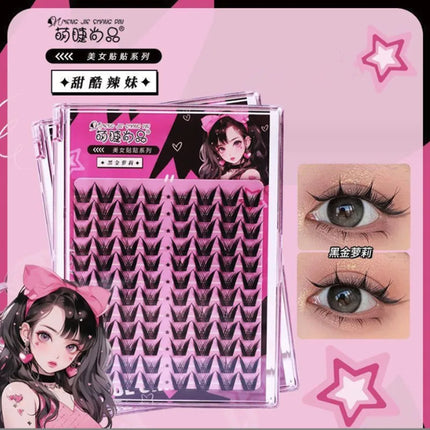 Mengjieshangpin Manga Lashes False Eyelashes Little Devil Comics Female Natural Slender Soft Thick Simulated Curly Eye Lashes