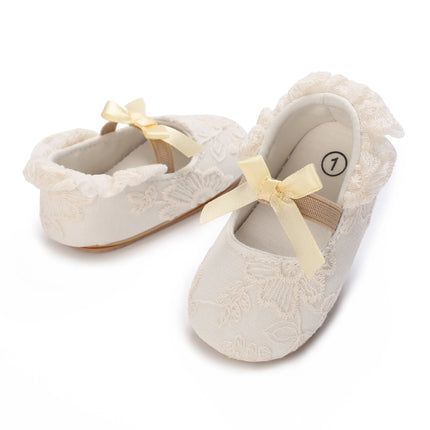 Cute White Lace Baby Girl Princess shoes  Baby Moccasins Moccs Shoes Bow Fringe Rubber Soled Non-slip Footwear Crib Shoes