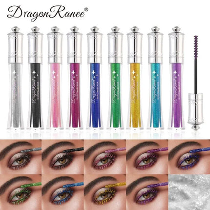 9 Color Diamond Mascara Sparkling Glitter Silver Black Mascara Shining Blue Pink Pearlescent Sequins Mascara Lengthening Eyelash