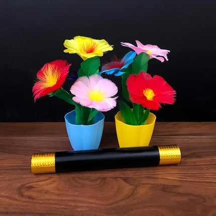 Wand to Four Flower Appearing Flowers in Four Vases Close Up Illusion Magic Tricks Gimmick Props Mentalism Classic Toys Magic