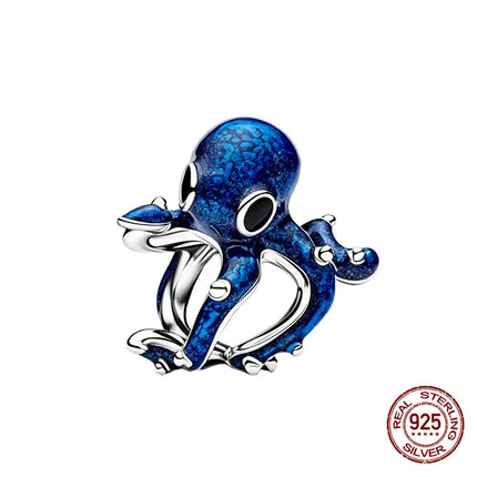 Charm 925 Silver Blue Ocean Life Theme Charm Beads Fit 3mm Original Bracelet For Women DIY Pendants Luxury Jewelry Gift Hot Sale