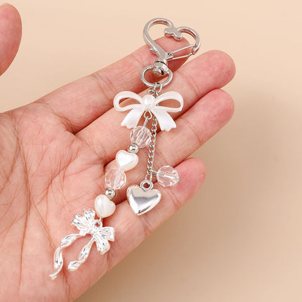 Bowknot Heart Crystal Keychain / Porte-Clés Nœud Cœur Cristal