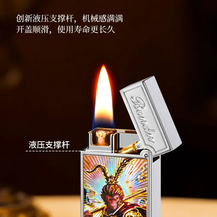 New Voice-controlled Embossed Alloy Kerosine Lighter,Intelligent Voice-controlled Ignition Open Flame Men's Personalized Lighter
