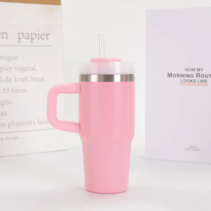 14oz Car Mug with Handle Double-layer Vacuum Coffee Cup Portable Water Cup Large Capacity 304 Stainless Steel Travel Thermal Cup