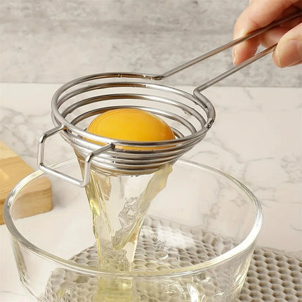 Egg Separator Long Handle Egg White Separator Food Grade Stainless Steel Egg Yolk Divider Filter Kitchen Gadget