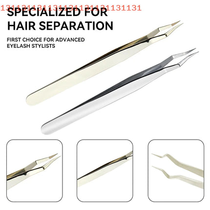 Anti Slip Stainless Steel Lash Extension Tweezers, Curved Tip, Straight Tweezers, High Precision Nail Art, Makeup Beauty Tools