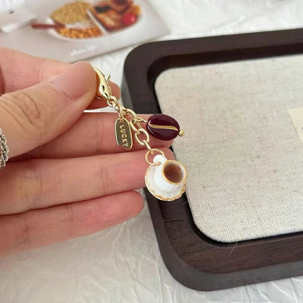 1PC Creative Unique Doughnut Bread Coffee Phone Charm Strap Pendant Lanyard Simulated Food Toys Keychain Bag Accessories Gift