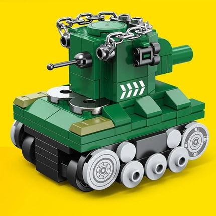Spring Powered Mini Building Blocks Combat Aircraft Tank Series Desktop Model Kids Toy Adult Creative Gift Colorful Bags