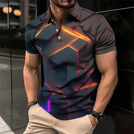 Mecha 3D Printed Short Sleeve Polo Shirts For Men Clothes Cool Tech Style Short Sleeve Fashion Techwear Sports Muscle POLO Shirt