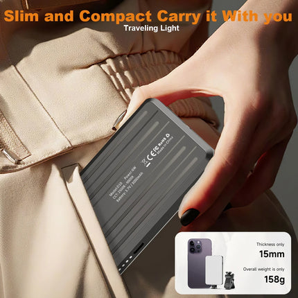 Portable Selfie Light Phone Fill Light 3000mAh Rechargeable Video Photography Light 120 LED 2500K-9000K Dimmable for Live Vlog