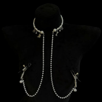 New Bell Nipple Clamps Pearl Collar Body Chain BDSM Training Fetish Breast Bondage Sexy Accessories for Woman Adult Sex Toys