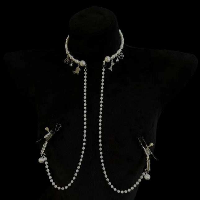 New Bell Nipple Clamps Pearl Collar Body Chain BDSM Training Fetish Breast Bondage Sexy Accessories for Woman Adult Sex Toys