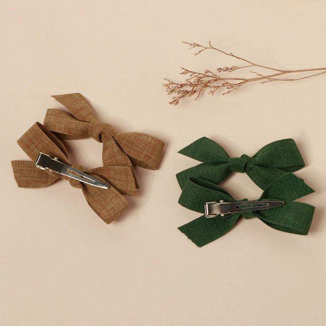 4pcs Children Fashion Bow Tie Hair Clips Girls Ponytail Decor Hairpin Baby Party Wear Cute Hair accessories Solid Color Barrette