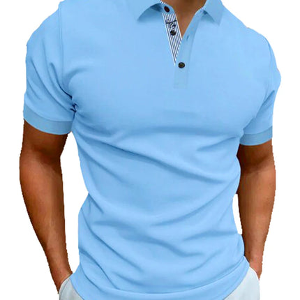 Men's Casual Summer Short-Sleeved Polo Shirt Fashionable Business T-Shirt Classic Solid Color Sports Golf Polo Shirt