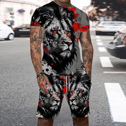Summer Men's O Neck Short Sleeve Shorts Set 3D Tiger Printed Casual T Shirt Cool Personalized Streetwear Set Men's Sportswear