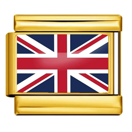 World Flag Range National Flag Bracelet Golden Module Italian Bracelet Charm Links Fit 9mm Stainless Steel DIY Making Jewellry
